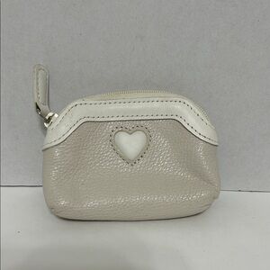 Brighton Cream and White Heart Zip Coin Pouch